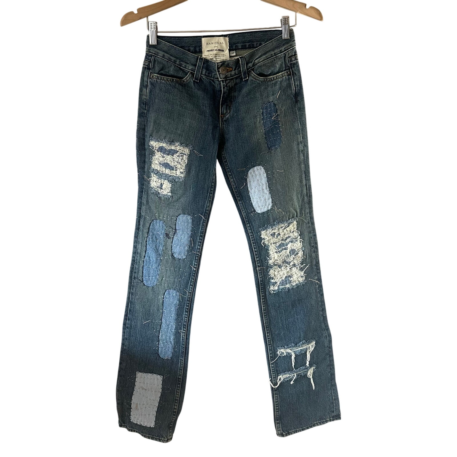 Vintage Habitual Patchwork Quilted Jeans Project Alabama Size 25 Nwt